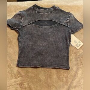black wash fitted crop